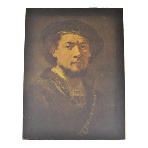Vintage Unframed Self Portrait of Rembrandt Giclee on Canvas