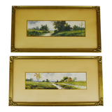Antique Framed 1912 C. E. Perry Landscape Scene Prints - A Pair
