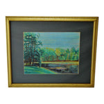 Vintage Framed Lake Scene Landscape Pastel Drawing - Artist Signed