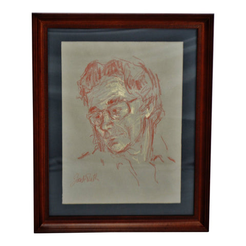 Vintage Framed Pastel Portrait Drawing - Artist Signed