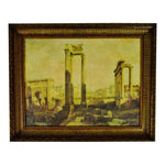 Vintage Framed Gilt Embellished Giclee on Canvas of Ancient Ruins