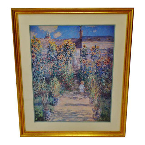 Vintage Large Framed Claude Monet "Garden At Vetheuil" Print