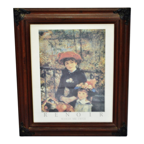 Vintage Framed Renoir Woman And Child Print
