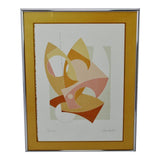 Mid Century Framed Thomas Barrett Abstract Serigraph Titled "Cutout" - Signed