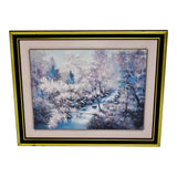 Vintage Framed Wooded Landscape w/ Stream Print