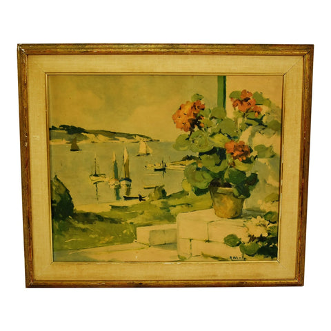 Vintage Framed R. Wintz "The Geranium Gouttelette" Seascape Print