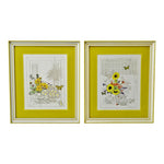 Mid Century Turner Wall Art Mixed Media Floral Prints - A Pair