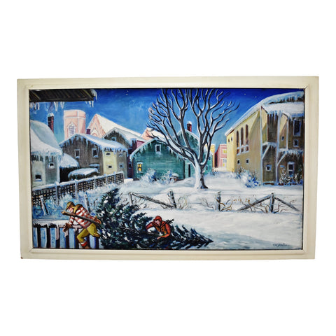 Vintage Large Scale Frederick K. Detwiller Winter Landscape Oil Painting - Signed
