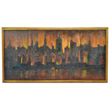 Vintage Framed Cityscape Oil on Canvas Painting - Artist Signed