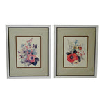 Vintage Framed Floral Watercolor Paintings - A Pair