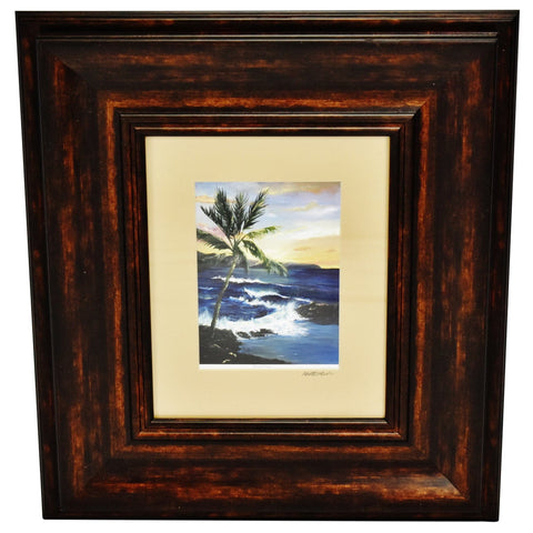 Vintage Framed Photography Art of Original Hawaiian Oil Painting - Artist Signed