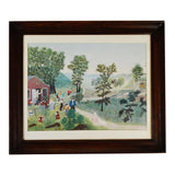 Vintage Framed Grandma Moses Mary And The Little Lamb Print
