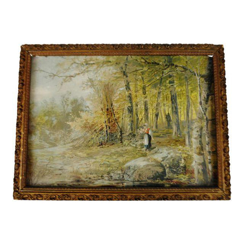 Early "Maiden in Forest" Framed Print