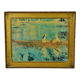 Vintage Gold Gilt Framed Renoir "Boating On The Seine" Print on Board