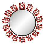 Vintage Red Jeweled Framed Beveled Mirror