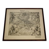 Vintage Framed Map Print "America" By Theodore De Bry