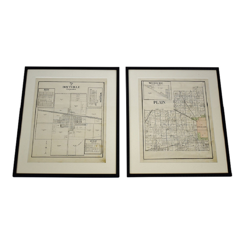 Vintage Framed Decorative Maps - A Pair
