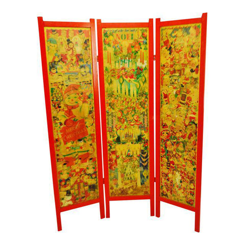 Vintage Victorian Style 3 Panel Christmas Decoupage Folding Screen Room Divider