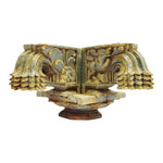 Antique Indian Rajasthan Hand-Carved Decorative Wood Column Capital