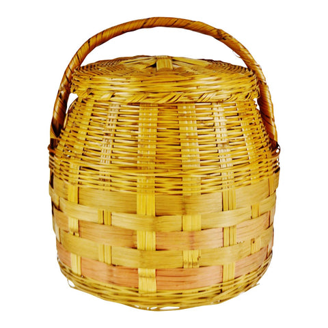 Vintage Woven Wicker Lidded Basket