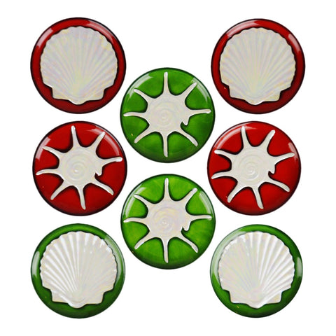 Vintage Porcelain Dessert Plates with Iridescent Seashell Design - Set of 8