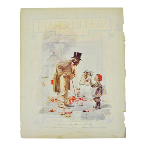 1922 Cream of Wheat Print Ad, Sho Dat's De Papah Ah Wants, Edw. V. Brewer Art