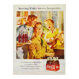 Vintage 1951 Coca Cola Print Ad, Serving Coke Serves Hospitality