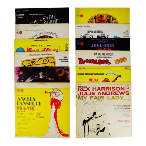 Collection of 12 Vintage Decorative Broadway Musical LP Covers