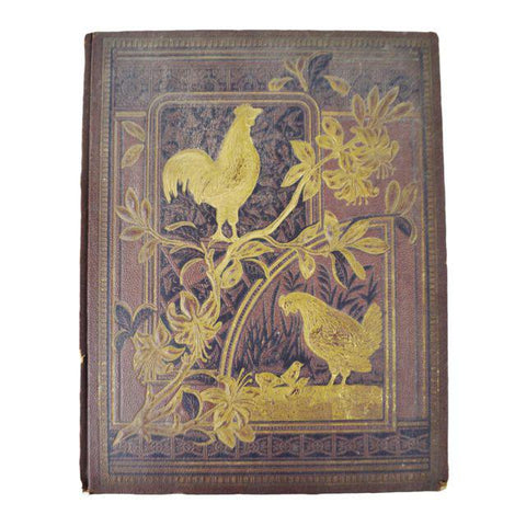 Antique Victorian Album Cover, Hen and Baby Chicks Design