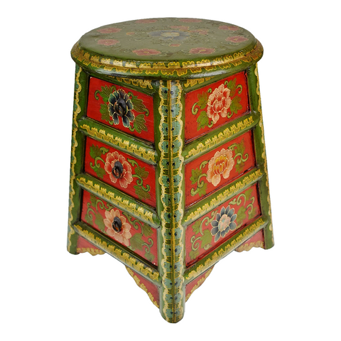 Vintage Nicely Decorated 3 Drawer Stool