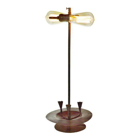 Early Brass and Metal Dual Light Candlestick Table Lamp