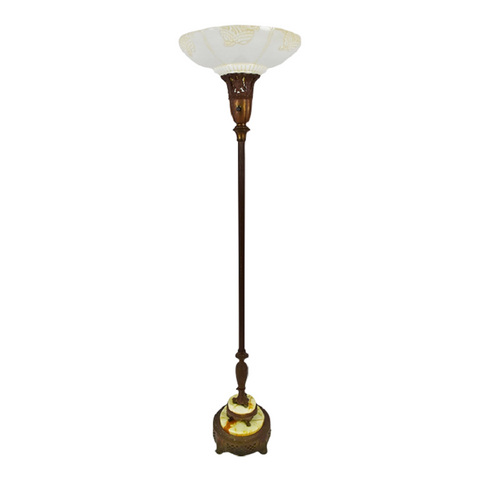 Vintage Torchiere Floor Lamp w/ Stone Base