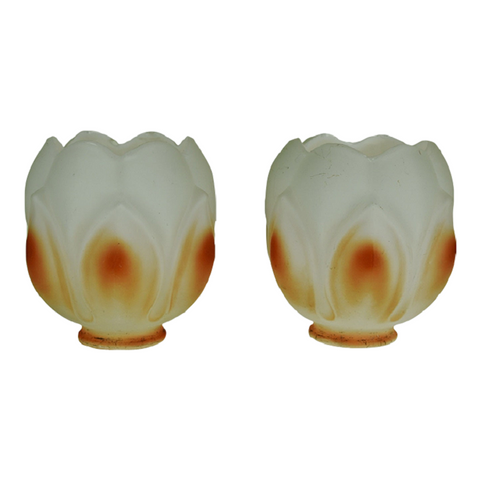 Vintage Satin Glass Tulip Shades - A Pair