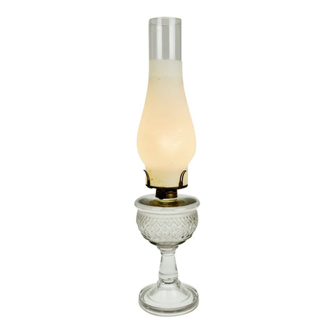 Vintage Pressed Glass Electrified Oil Lamp