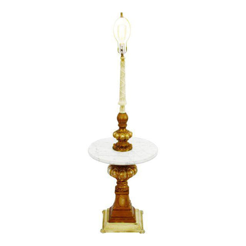 Vintage Hollywood Regency Marble Table Top Floor Lamp