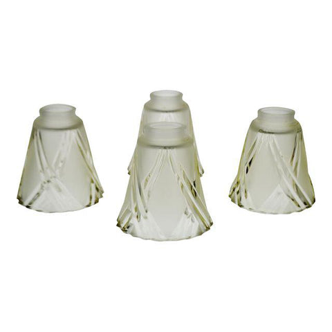 French Art Deco Frosted to Clear Cut Glass Lamp Shades - Set of 4