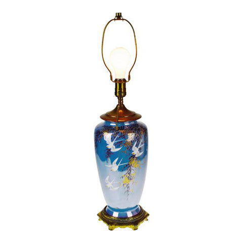 Antique Hand Painted Porcelain Asian Table Lamp