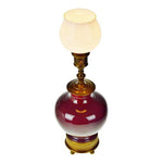 Vintage Burgundy Ceramic Torchiere Table Lamp with Diffuser