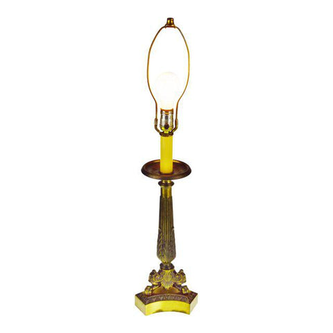 Hollywood Regency Claw Foot Metal Candlestick Table Lamp
