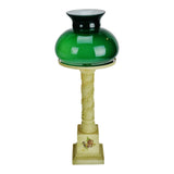 Vintage Painted Metal Table Lamp w/ Cased Green Glass Shade