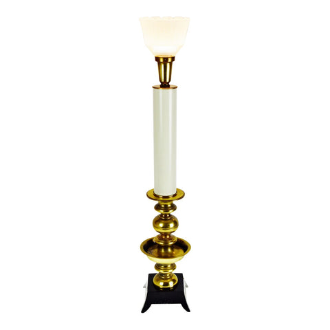 Vintage Large Scale Candlestick Style Table Lamp w/ Glass Diffuser