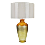 Handcrafted Inlaid Mango Wood and Matte Nickel Textured Metal Table Lamp