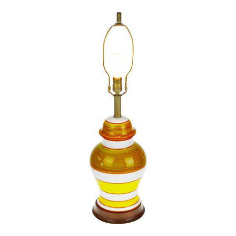 Vintage Ginger Jar Style Porcelain Table Lamp with Wood Base