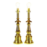 Vintage Brass Candlestick Table Lamps - A Pair
