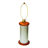 Early Gold Bond Stamps Roller Table Lamp with Wood Base
