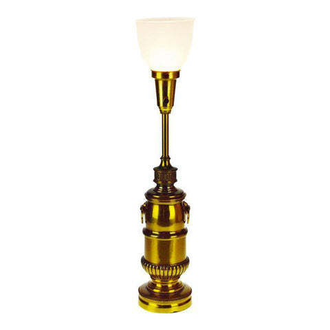 Vintage Brass Stiffel Table Lamp with Frosted Glass Diffuser