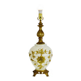 Vintage Victorian Style Gold Gilt Applique Reverse Painted Glass Table Lamp