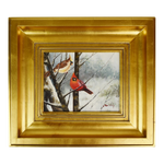 Vintage Framed Oil on Canvas Painting of Cardinals - Artist Signed